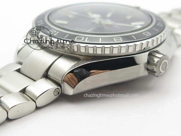 0119 Planet Ocean GMT 42mm V6F Best Edition Black Dial Silver Markers On SS Bracelet A Casual 8273